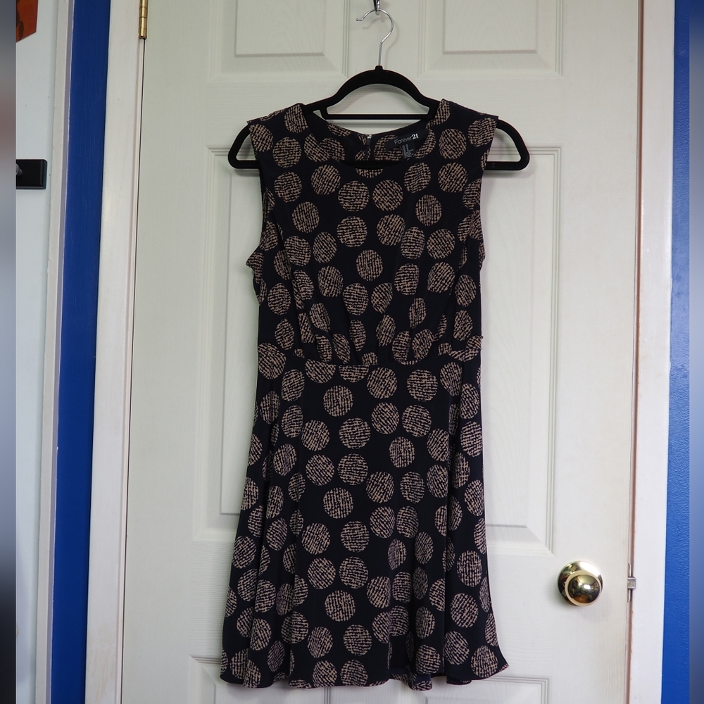 Elegant Black and Tan Polka Dot Dress